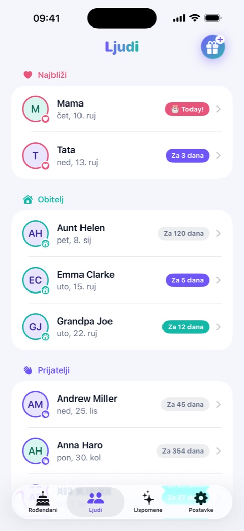 Candelina — podsjetnici na rođendane